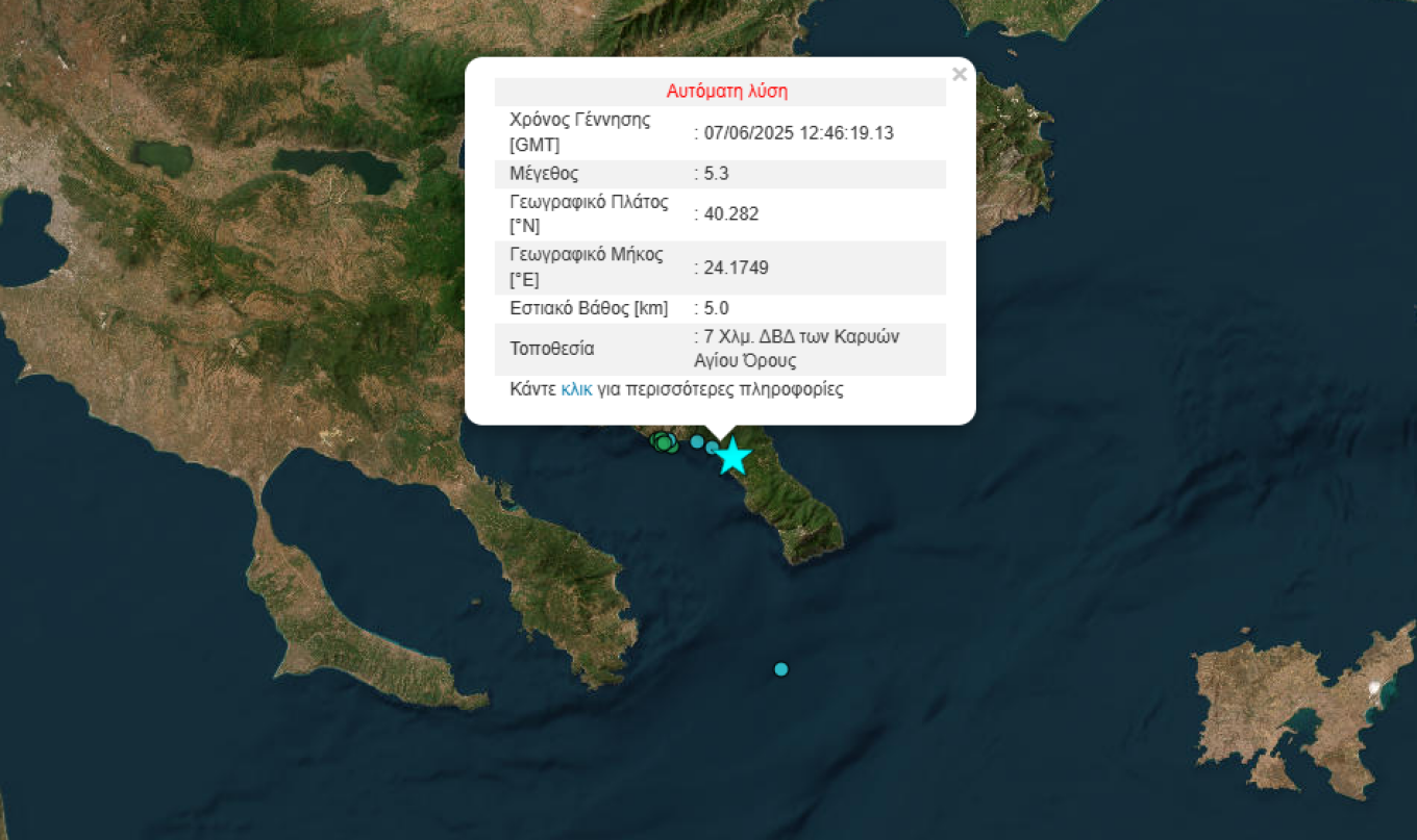 Σεισμός 5,3 Ρίχτερ στο Άγιο Όρος