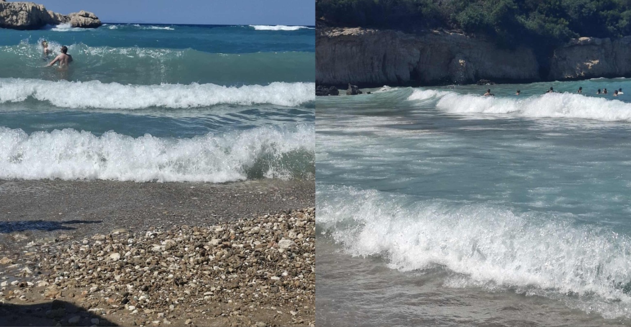 VIDEO: Τεράστια κύματα προκάλεσαν αναστάτωση σε παραλία του Πρωταρά – Καλούν τους λουόμενους να βγουν από τη θάλασσα