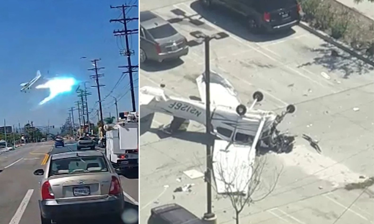 Video: Μικρό αεροσκάφος έπεσε πάνω σε ηλεκτροφόρα καλώδια και συνετρίβη