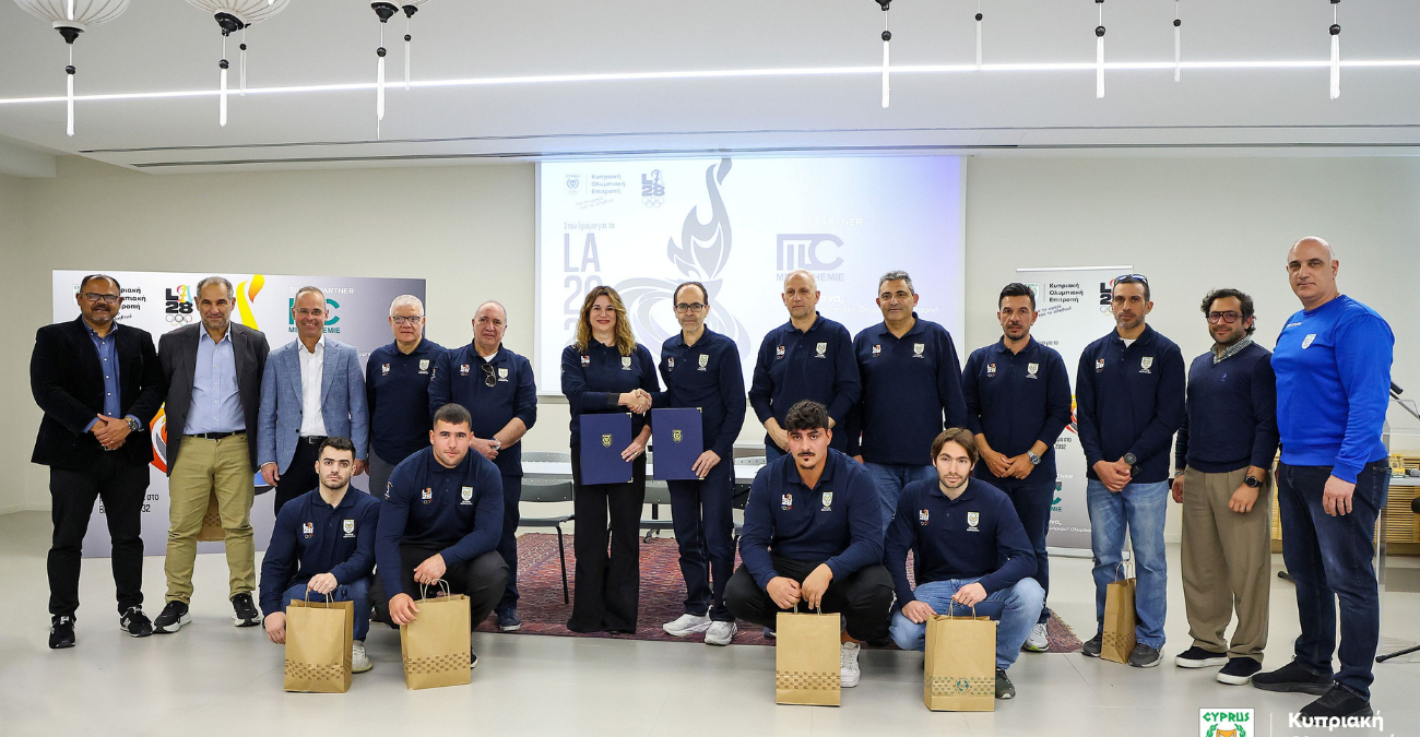 Medochemie &kappa;&alpha;&iota; &Kappa;&upsilon;&pi;&rho;&iota;&alpha;&kappa;ή &Omicron;&lambda;&upsilon;&mu;&pi;&iota;&alpha;&kappa;ή &Epsilon;&pi;&iota;&tau;&rho;&omicron;&pi;ή &epsilon;&nu;ώ&nu;&omicron;&upsilon;&nu; &delta;&upsilon;&nu;ά&mu;&epsilon;&iota;&sigmaf; &gamma;&iota;&alpha; &tau;&omicron;&nu; &kappa;&upsilon;&pi;&rho;&iota;&alpha;&kappa;ό &alpha;&theta;&lambda;&eta;&tau;&iota;&sigma;&mu;ό &sigma;&tau;&omicron; &delta;&rho;ό&mu;&omicron; &pi;&rho;&omicron;&sigmaf; &tau;&omicron; &ldquo;Los Angeles 28&rdquo;