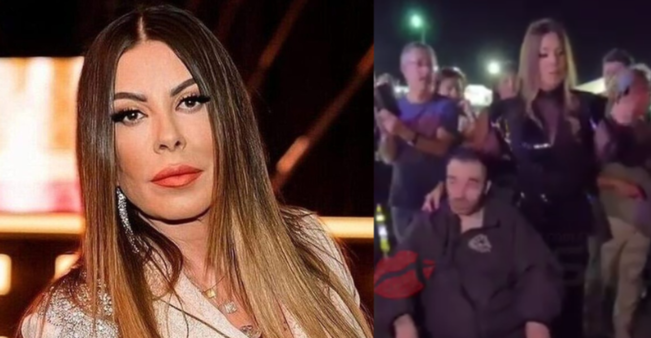 Η Άντζελα Δημητρίου αγκαλιάζει νεαρό σε τροχοκάθισμα και τραγουδά μαζί του