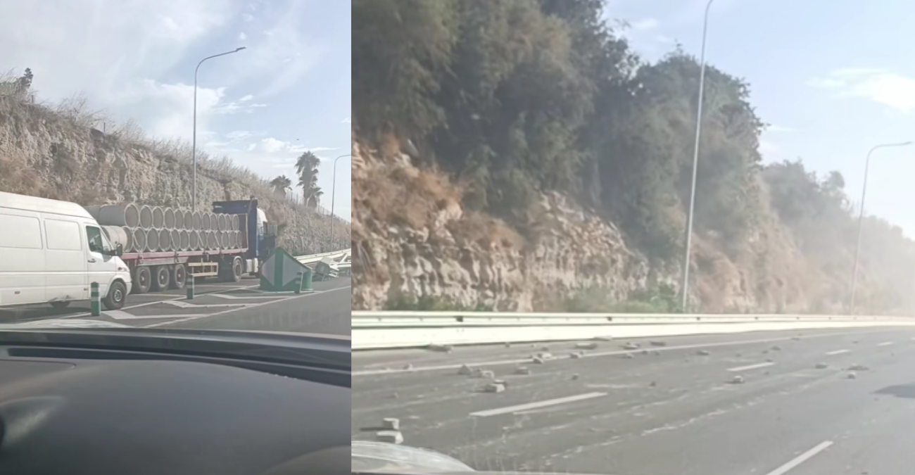 VIDEO: Αναστάτωση στον αυτοκινητόδρομο – Έπεσαν τσιμεντένιοι κύλινδροι από φορτηγό VIDEO: Αναστάτωση στον αυτοκινητόδρομο – Έπεσαν τσιμεντένιοι κύλινδροι από φορτηγό